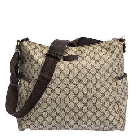 GUCCI GG Supreme Monogram Gucci Wolf Diaper Bag Beige